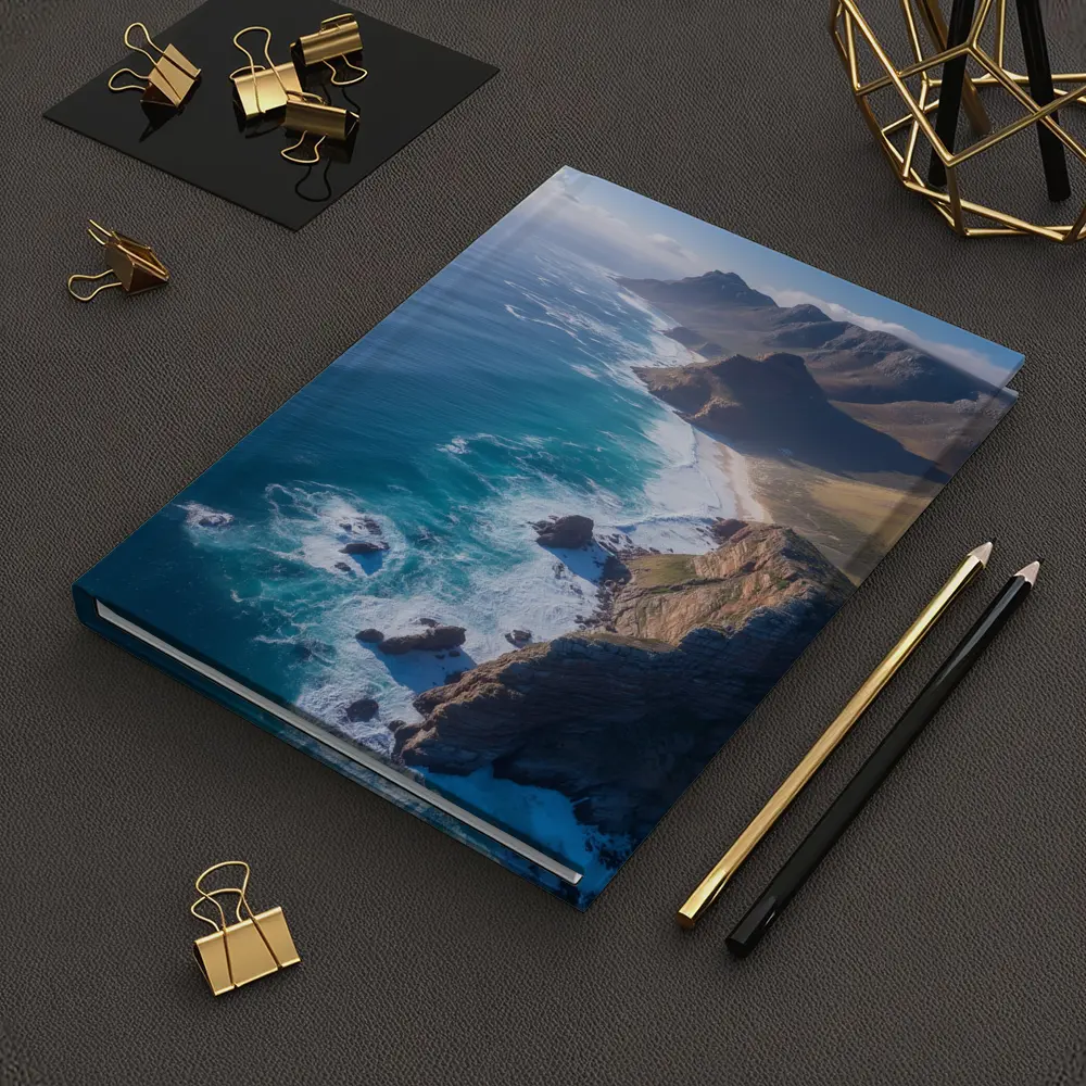 Aerial Coastal Cliffs Meeting Blue Ocean – Notebooks