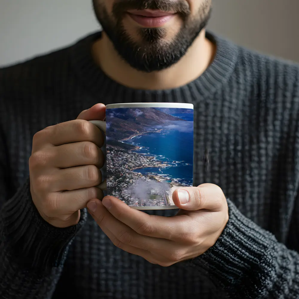 Cape Town Coastline Aerial View Mountains Ocean – Mugs