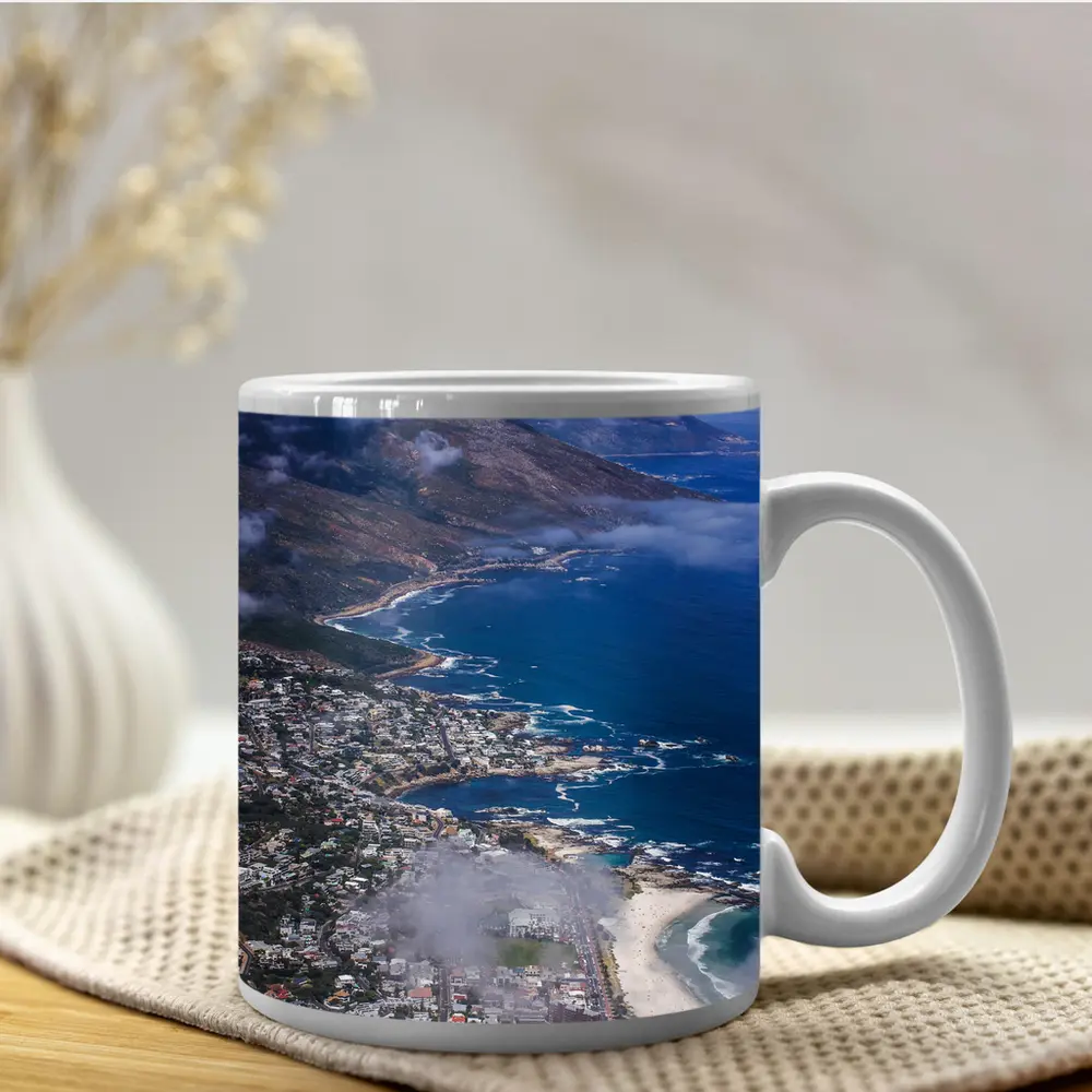 Cape Town Coastline Aerial View Mountains Ocean – Mugs
