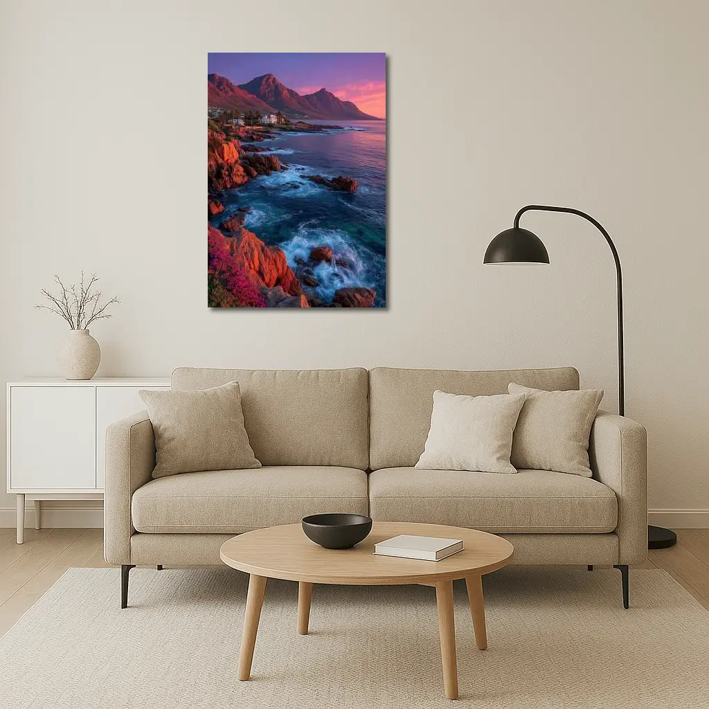Cape Town Coastline Sunset Mountain Ocean View – Wall Art