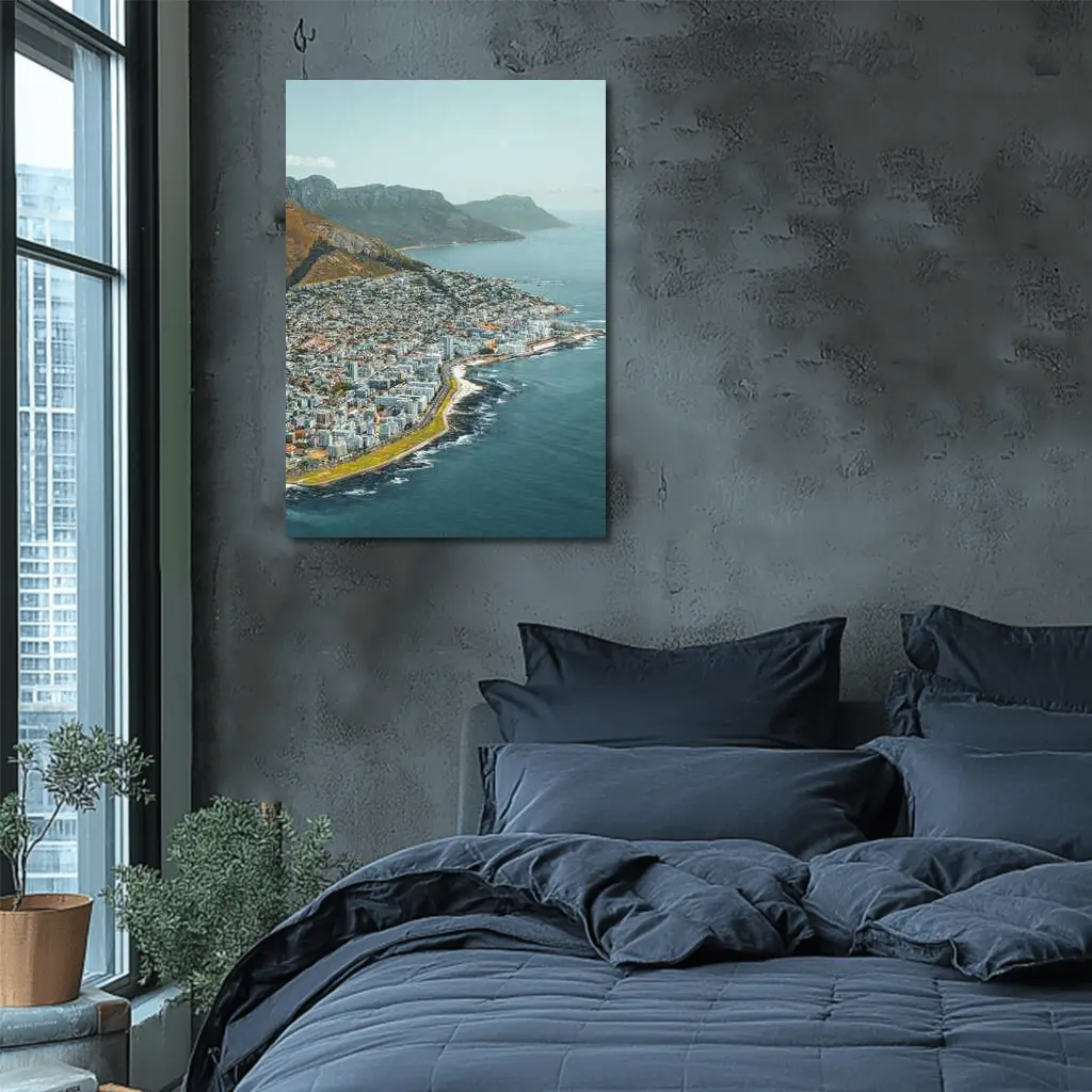 Cape Town Coastal Aerial View Mountains Ocean – Wall Art