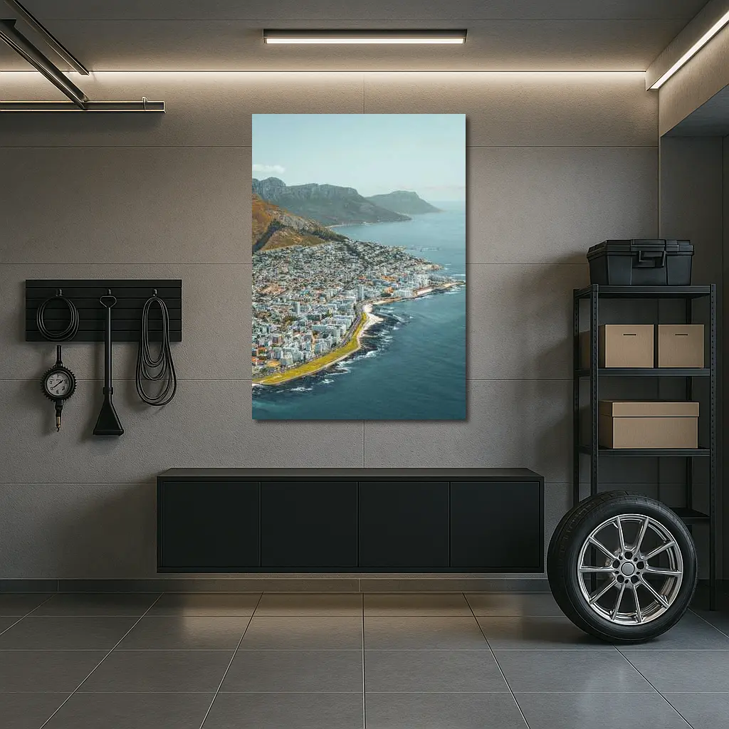 Cape Town Coastal Aerial View Mountains Ocean – Wall Art