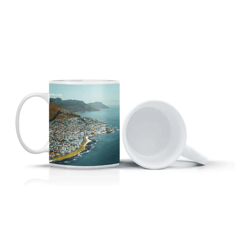 Cape Town Coastal Aerial View Mountains Ocean – Mugs