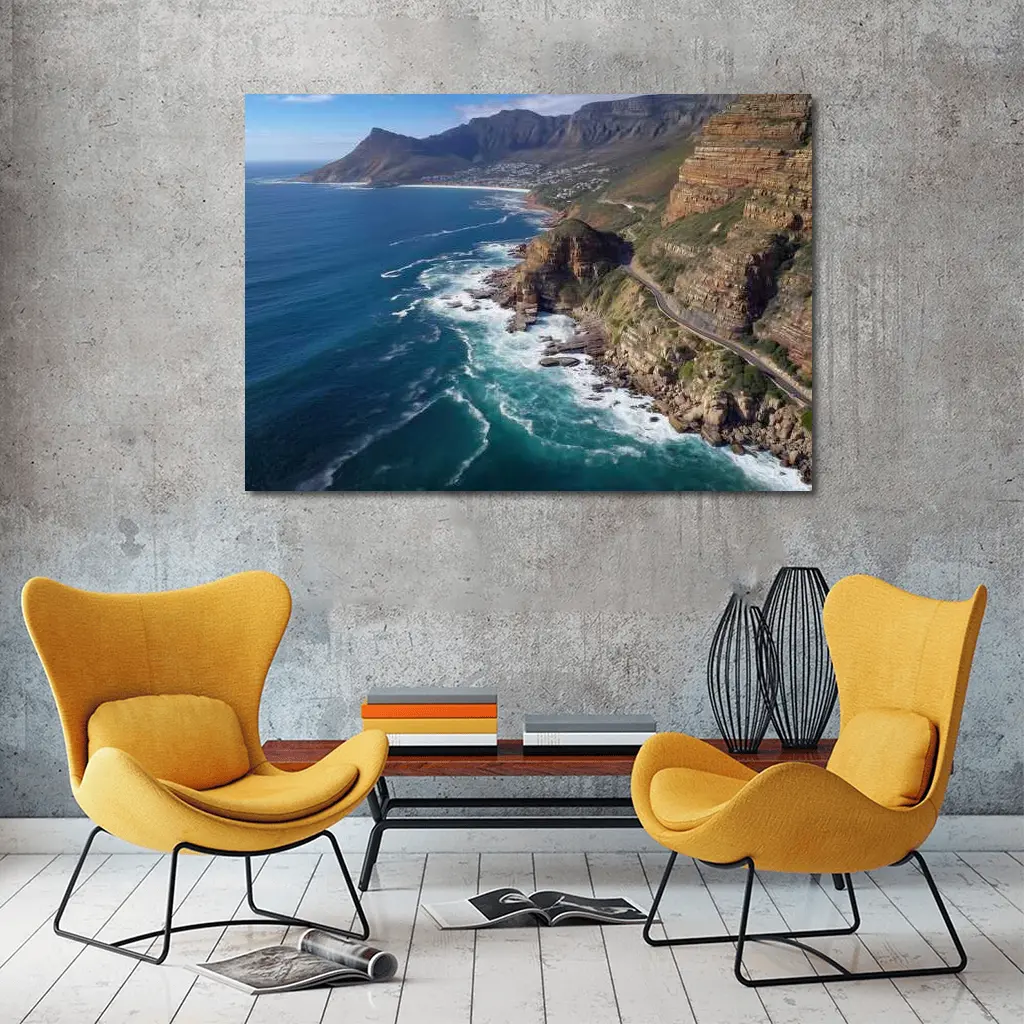 Cape Town Coastal Cliffs Ocean Aerial View – Wall Art