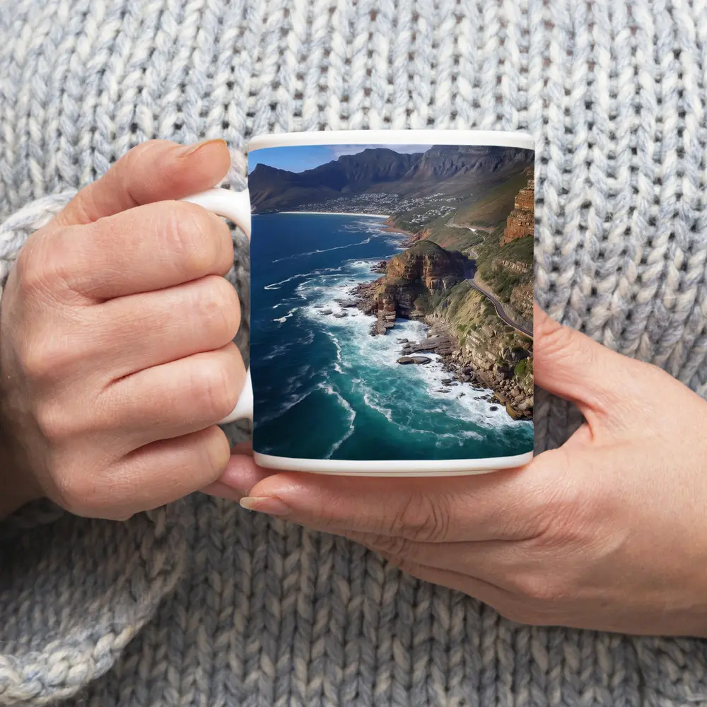 Cape Town Coastal Cliffs Ocean Aerial View – Mugs