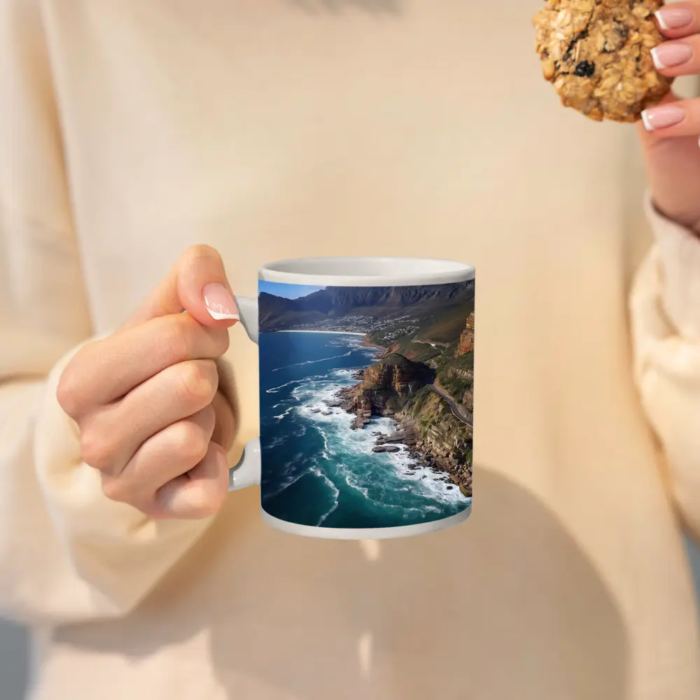 Cape Town Coastal Cliffs Ocean Aerial View – Mugs