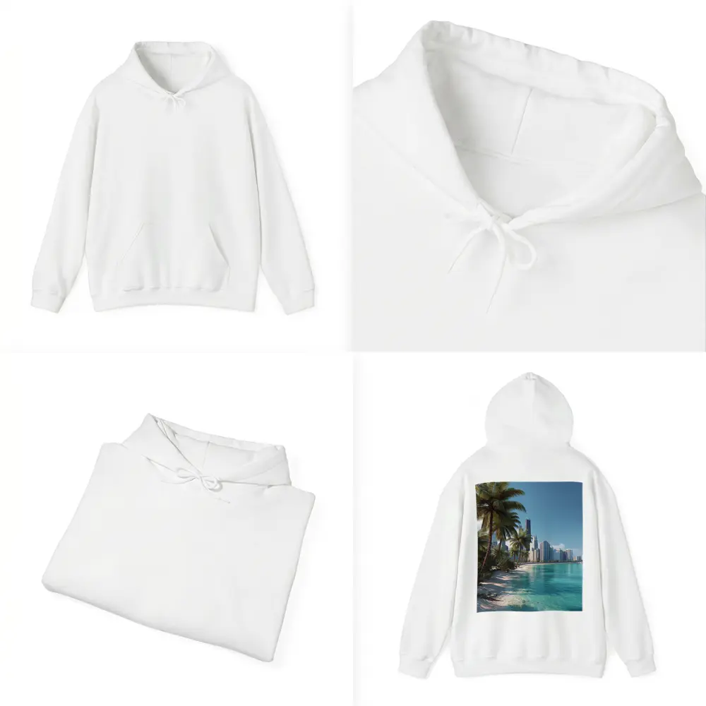 Tropical Beach Palm Trees City Skyline – Hoodies