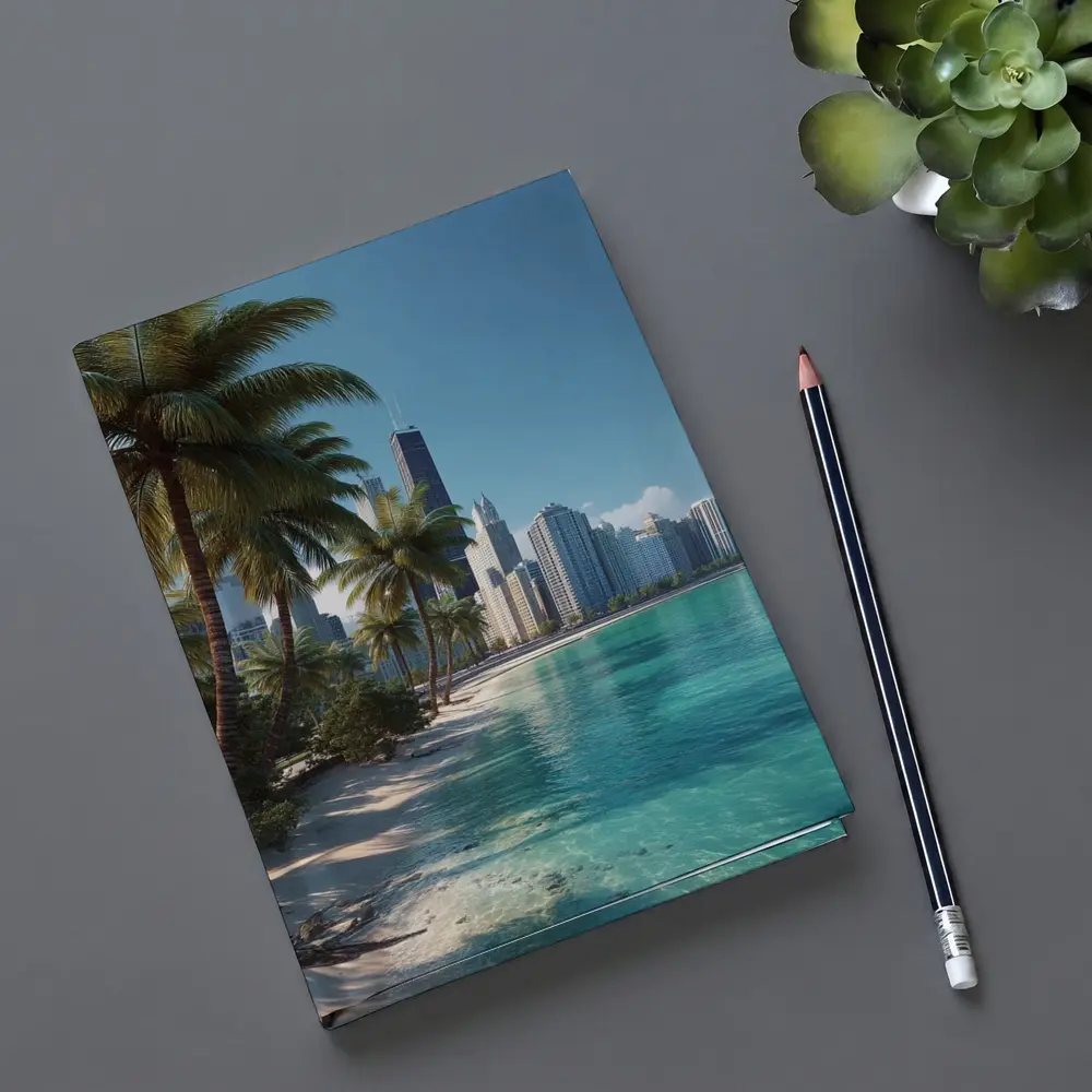 Tropical Beach Palm Trees City Skyline – Notebooks