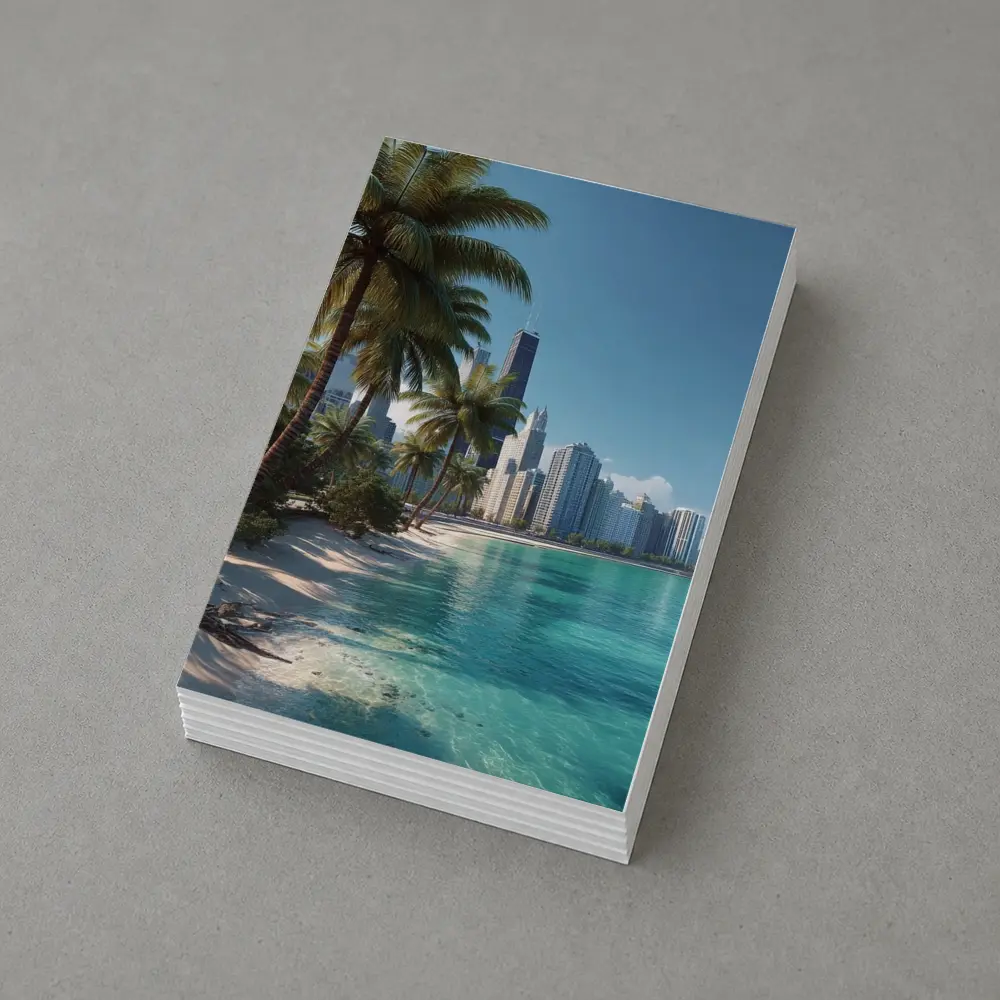 Tropical Beach Palm Trees City Skyline – Postcards