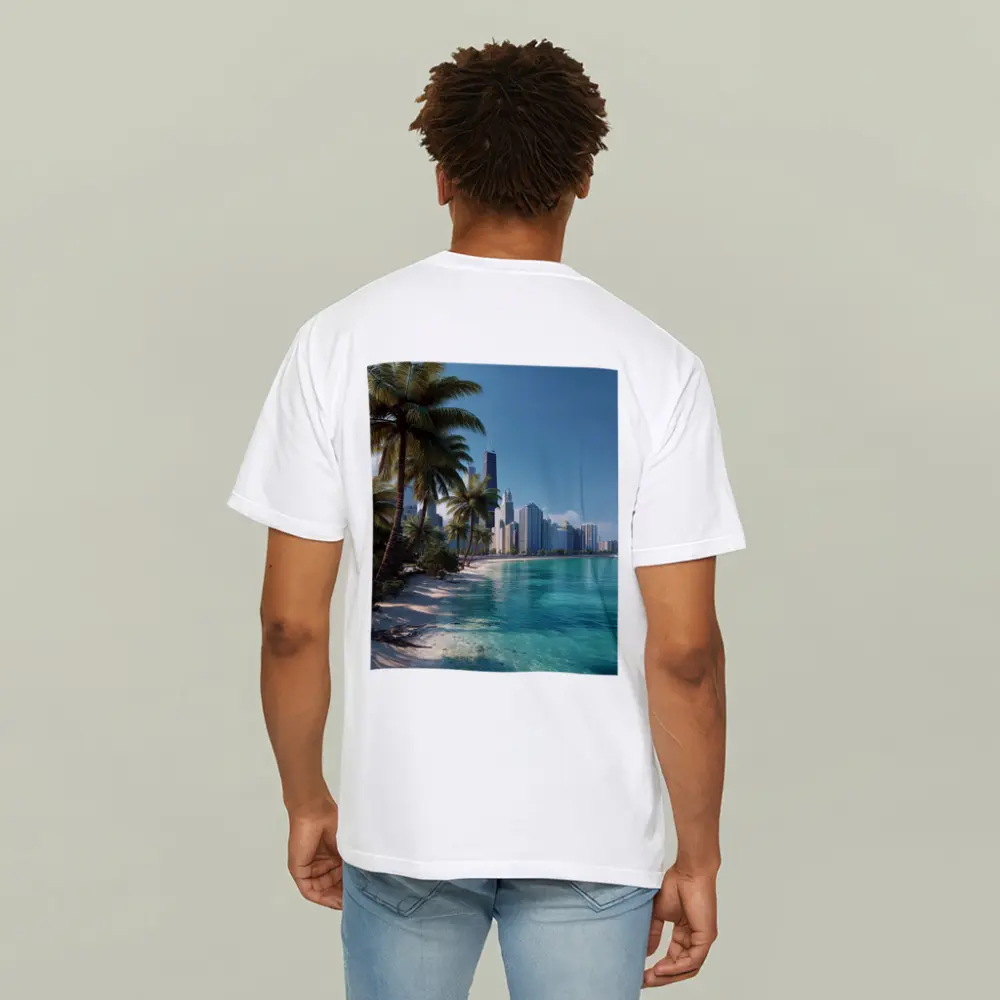 Tropical Beach Palm Trees City Skyline – T-Shirts