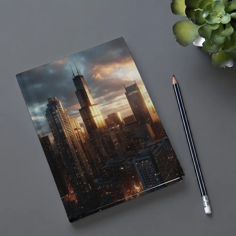 Chicago Willis Tower Skyline Golden Sunset – Notebooks