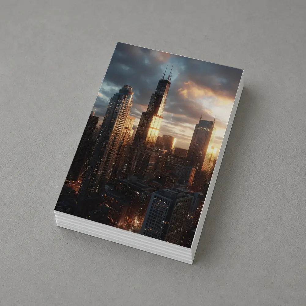 Chicago Willis Tower Skyline Golden Sunset – Postcards