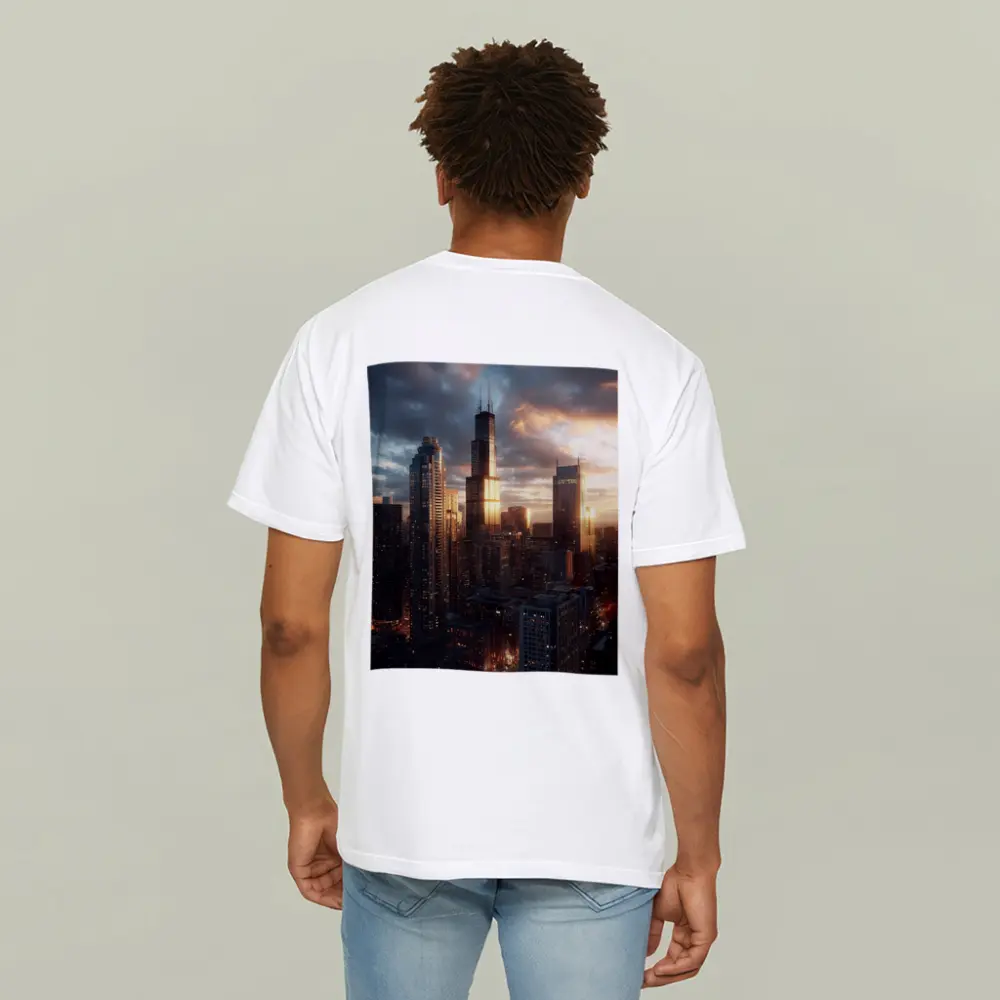Chicago Willis Tower Skyline Golden Sunset – T-Shirts