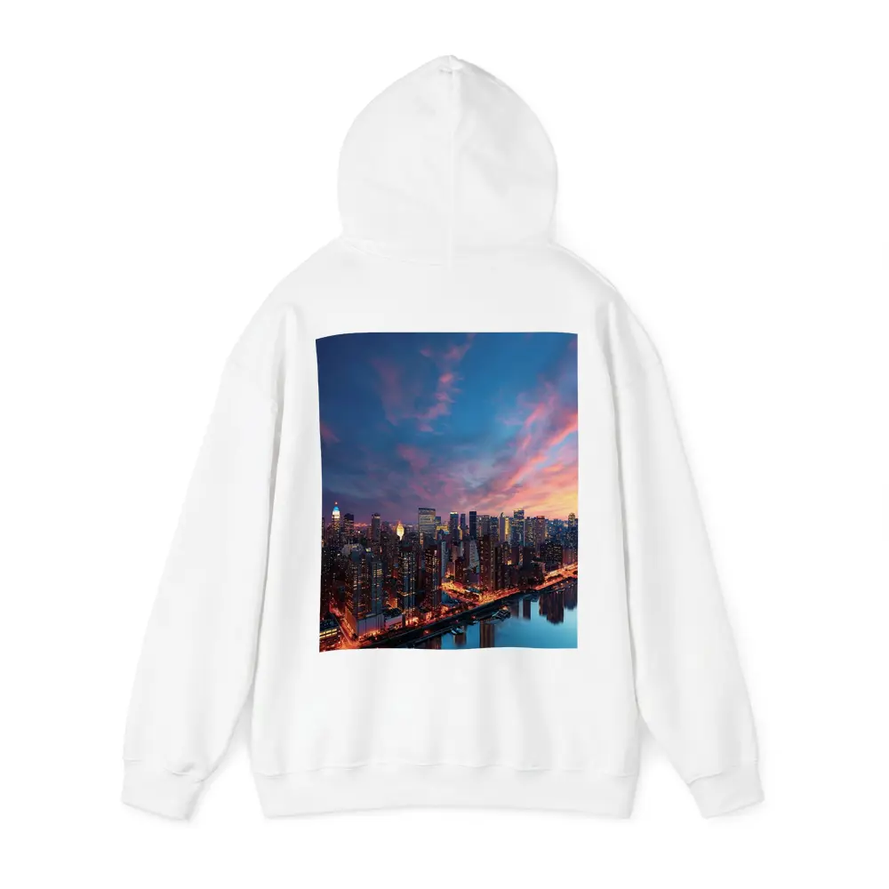 City Skyline at Dusk Over River – Hoodies
