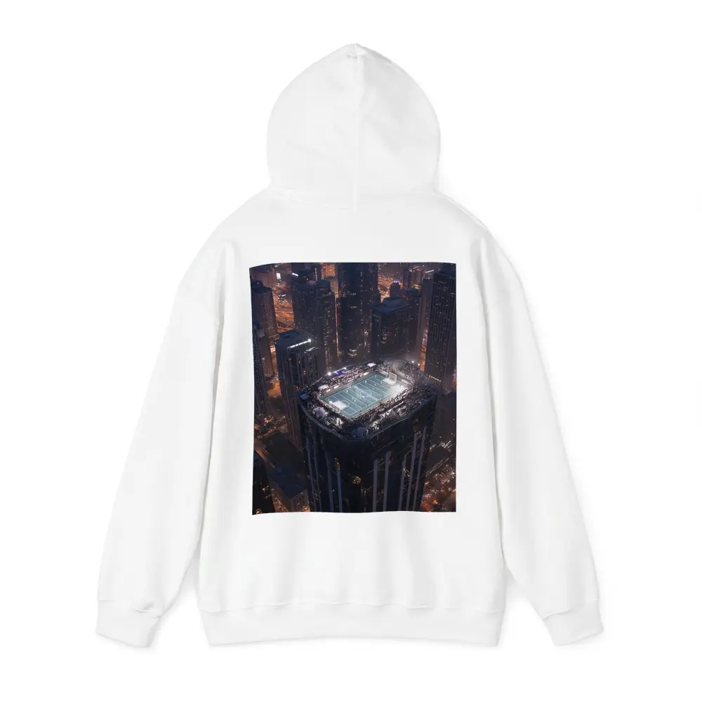 Rooftop Soccer Field City Night Skyline – Hoodies