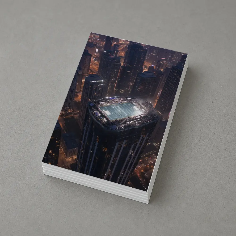 Rooftop Soccer Field City Night Skyline – Postcards