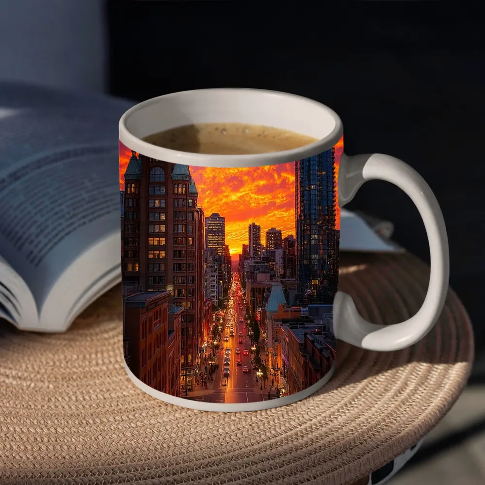 Vancouver City Street Fiery Sunset Sky – Mugs
