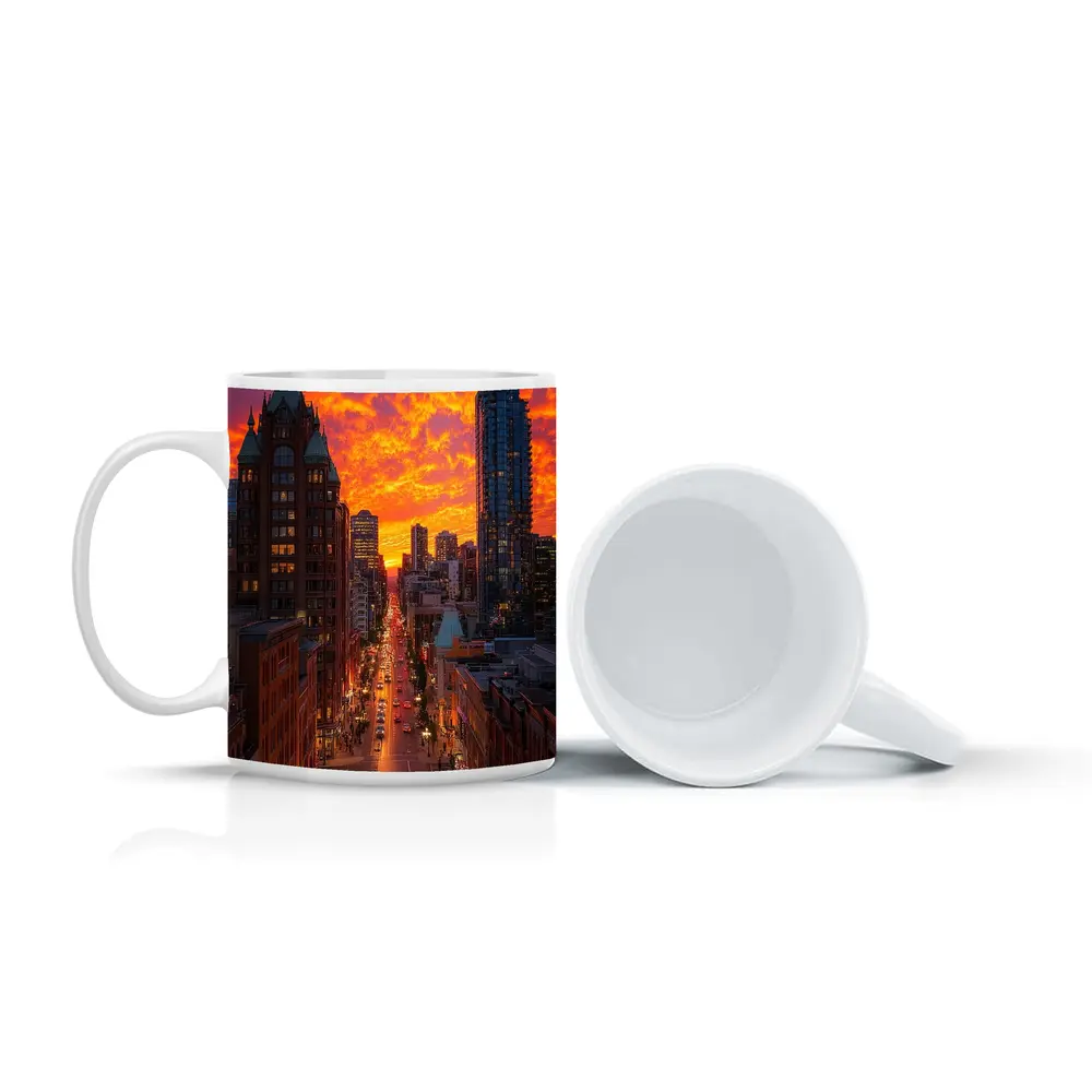 Vancouver City Street Fiery Sunset Sky – Mugs