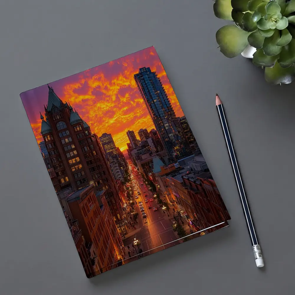 Vancouver City Street Fiery Sunset Sky – Notebooks