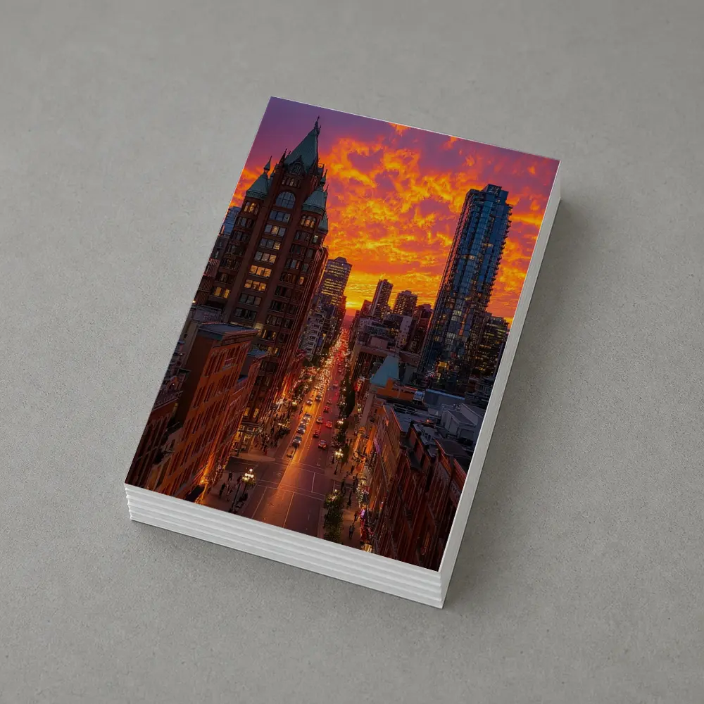 Vancouver City Street Fiery Sunset Sky – Postcards