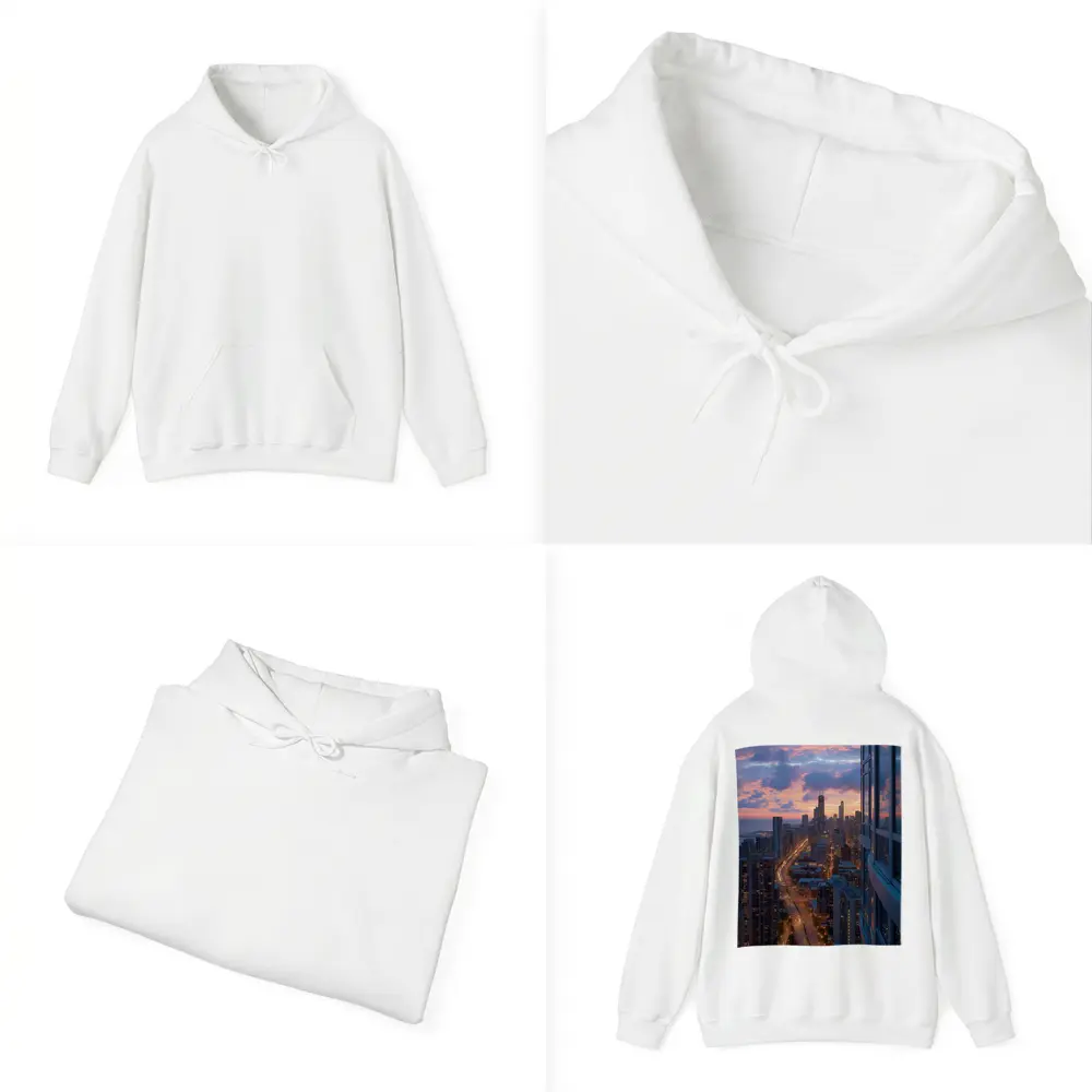 Chicago Skyline Sunset Aerial City View – Hoodies