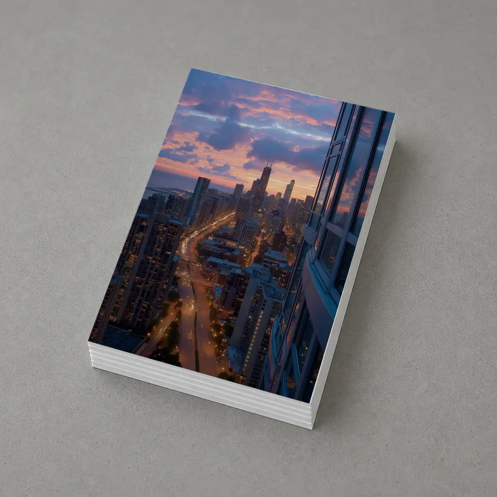 Chicago Skyline Sunset Aerial City View – Postcards