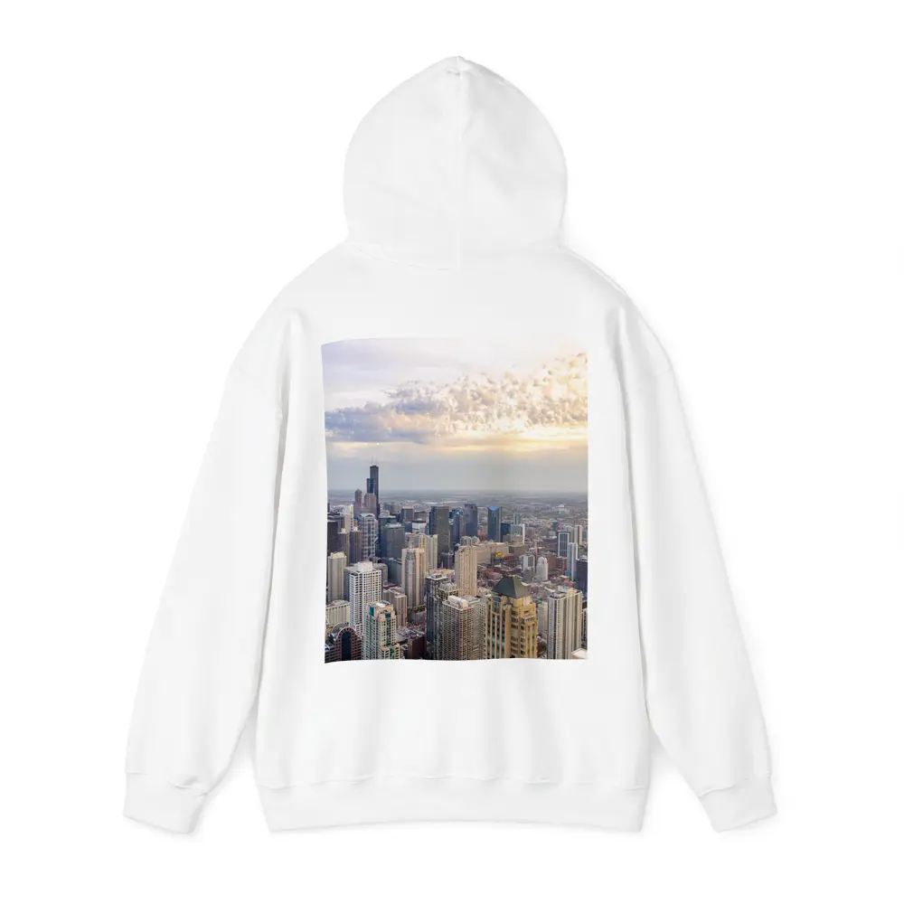 Chicago Skyline Aerial View Golden Sunset – Hoodies