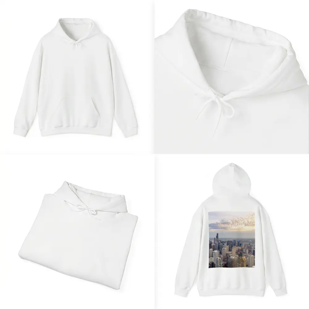 Chicago Skyline Aerial View Golden Sunset – Hoodies