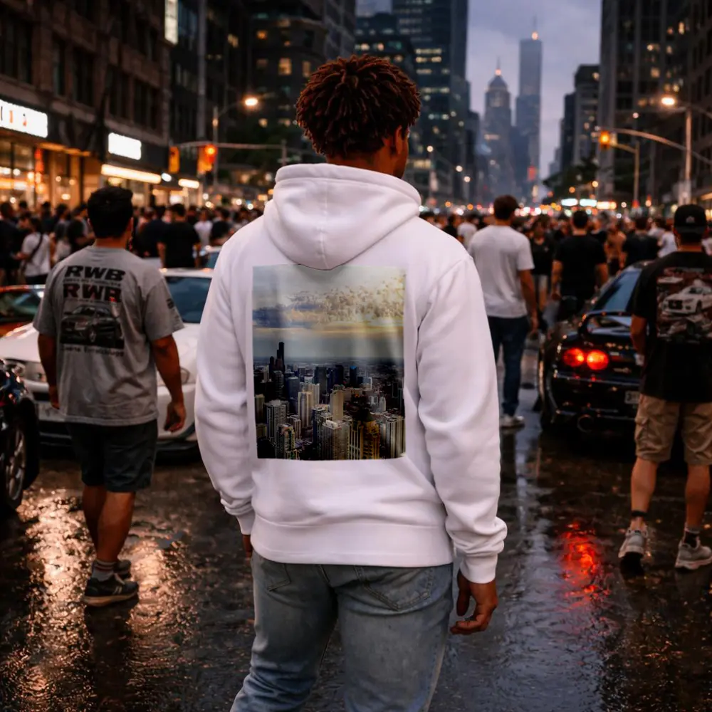 Chicago Skyline Aerial View Golden Sunset – Hoodies