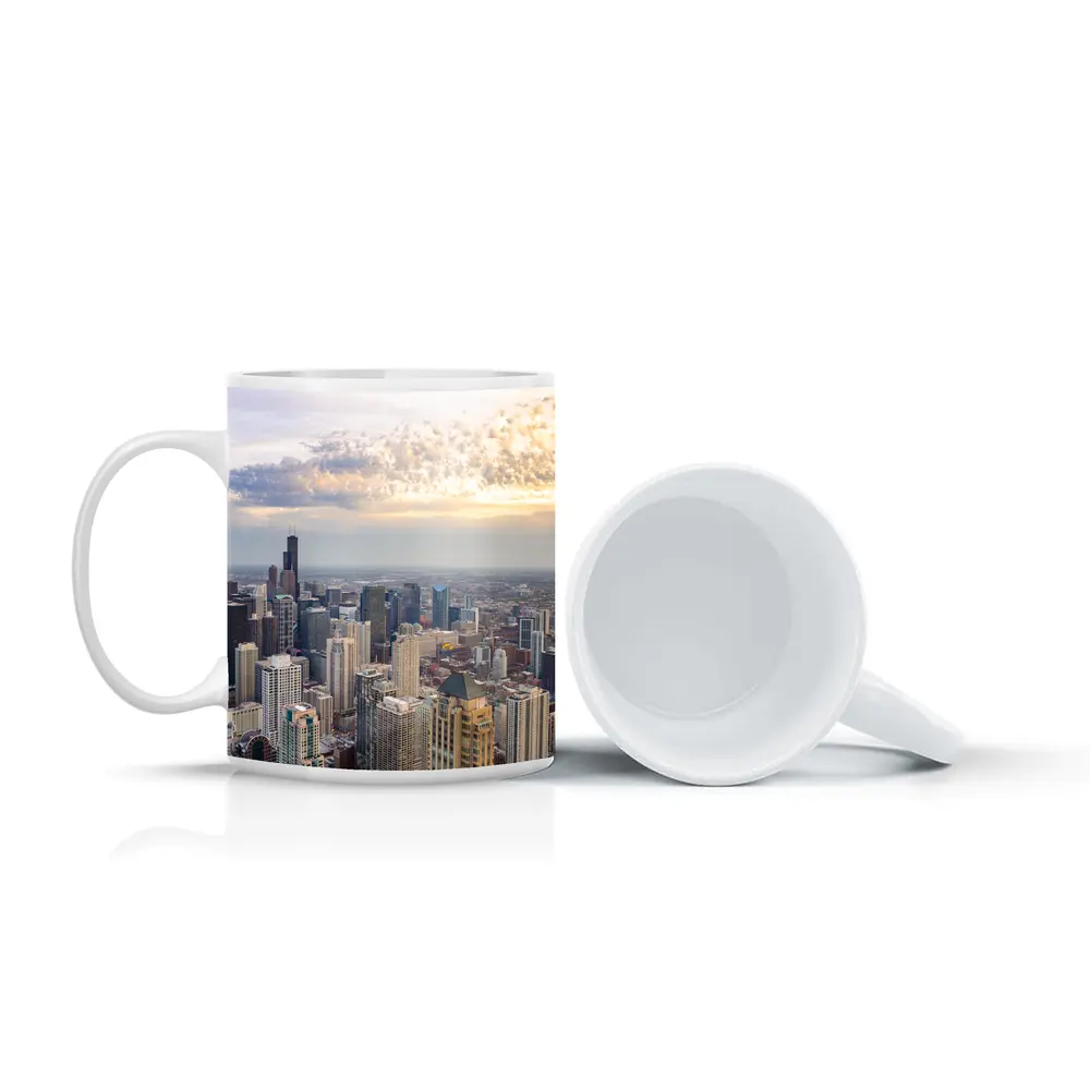 Chicago Skyline Aerial View Golden Sunset – Mugs