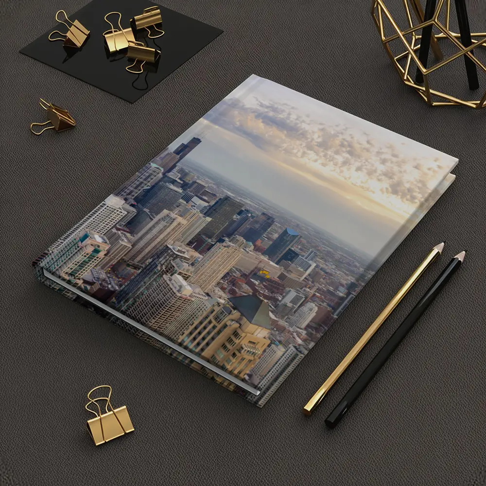 Chicago Skyline Aerial View Golden Sunset – Notebooks