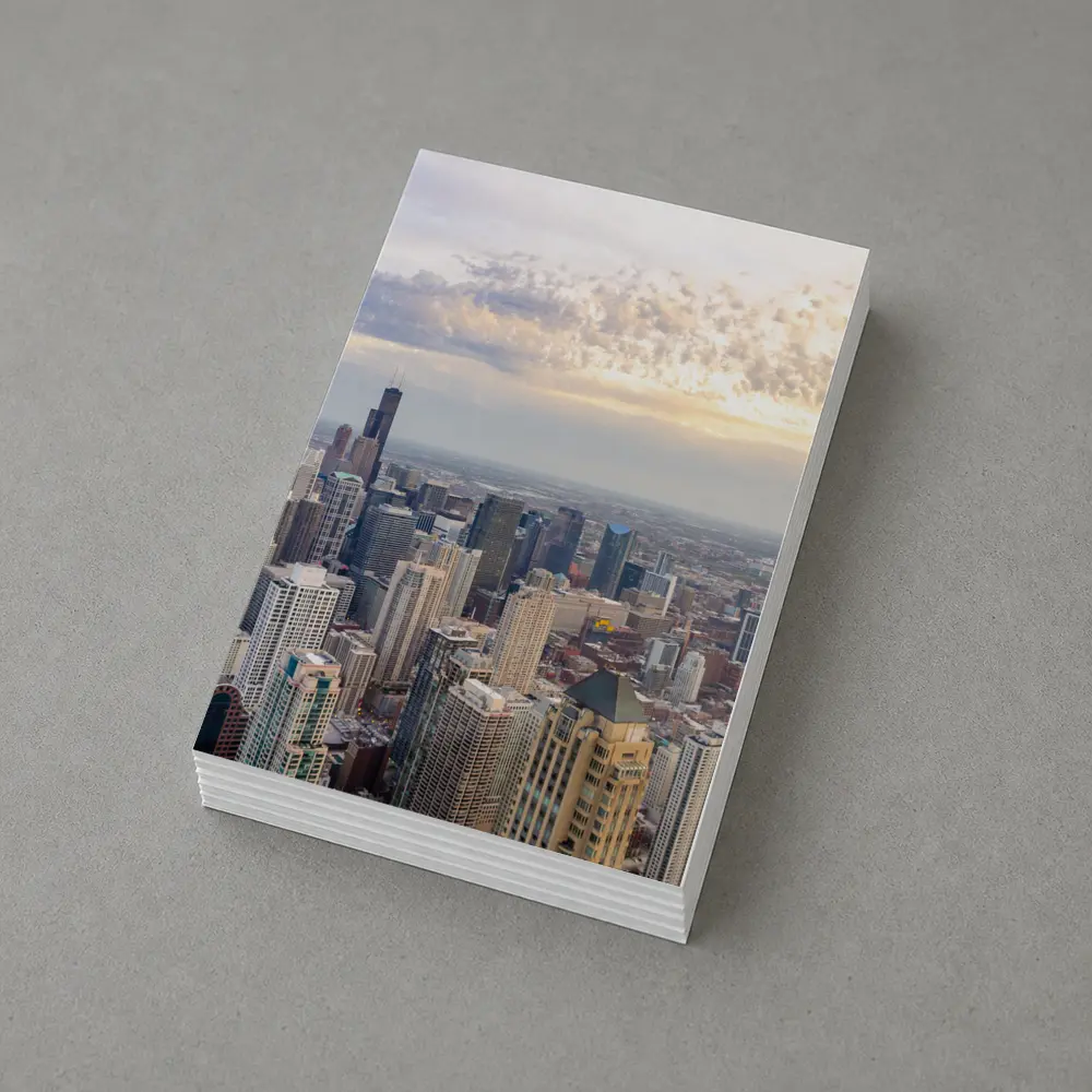 Chicago Skyline Aerial View Golden Sunset – Postcards