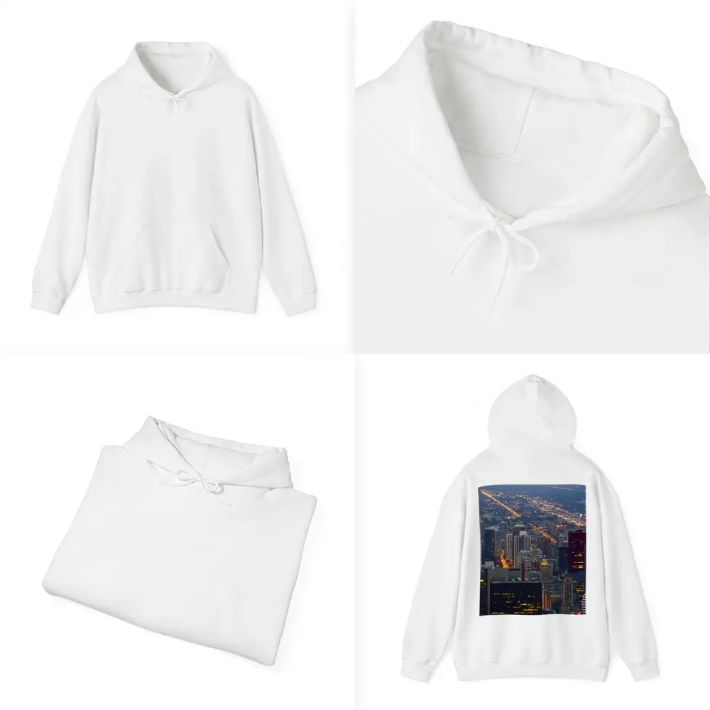 Chicago Skyline Aerial City Night View – Hoodies