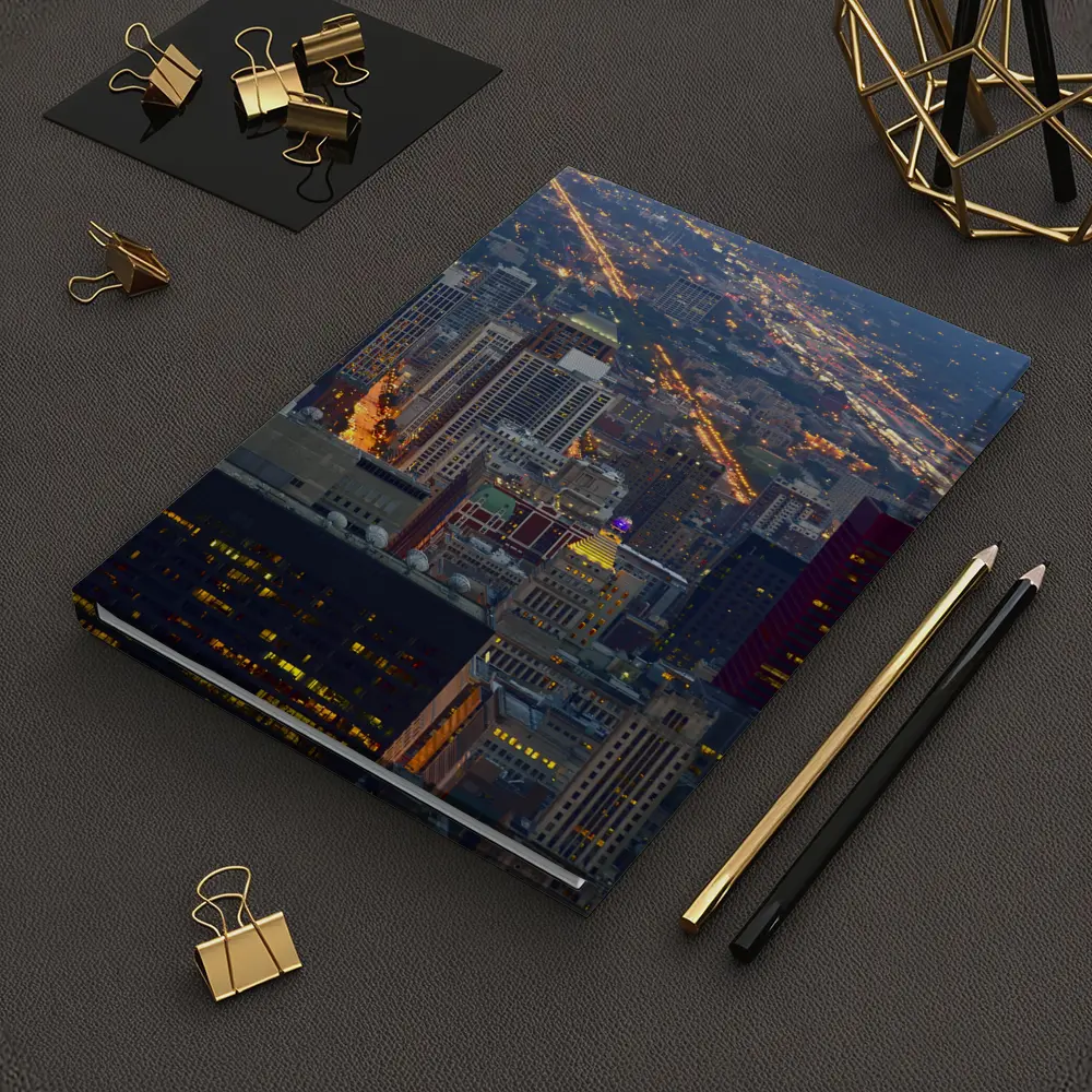 Chicago Skyline Aerial City Night View – Notebooks