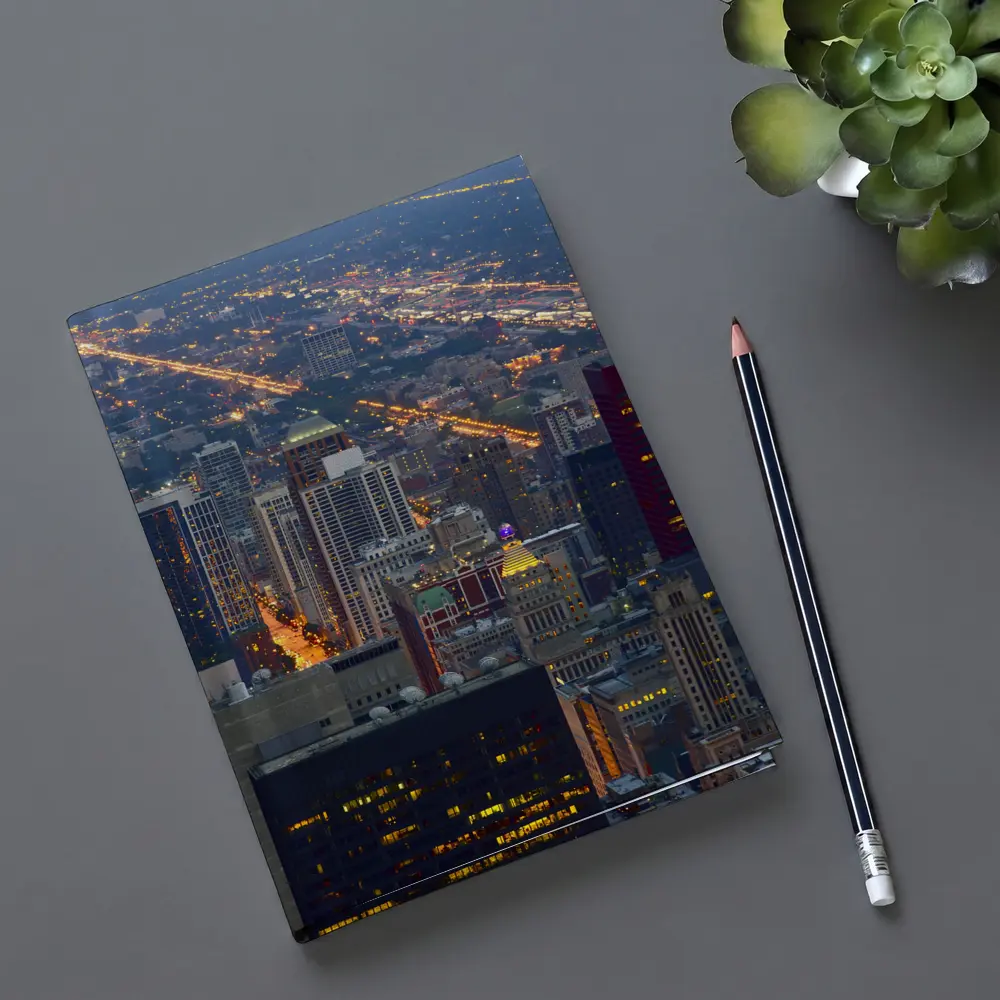 Chicago Skyline Aerial City Night View – Notebooks