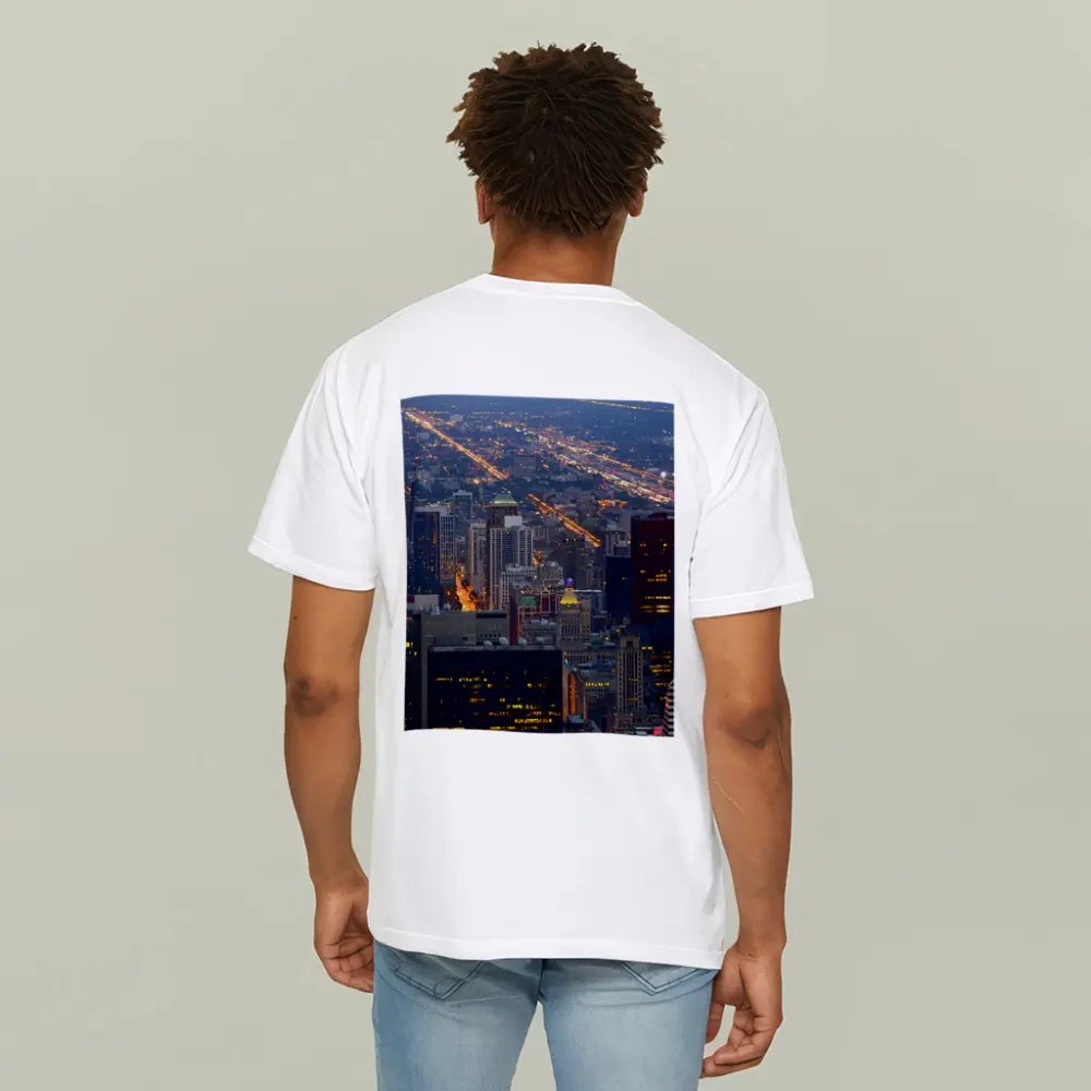 Chicago Skyline Aerial City Night View – T-Shirts