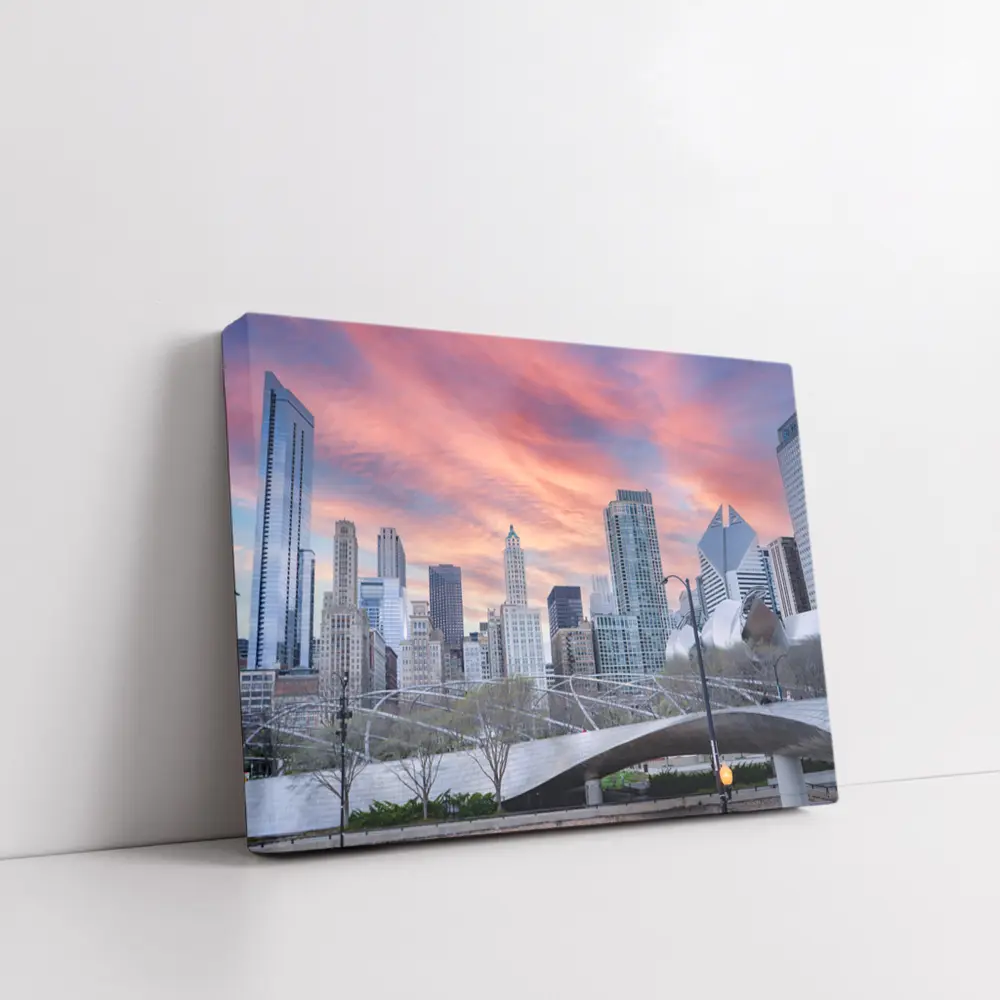 Chicago Skyline Millennium Park Sunset Sky – Wall Art