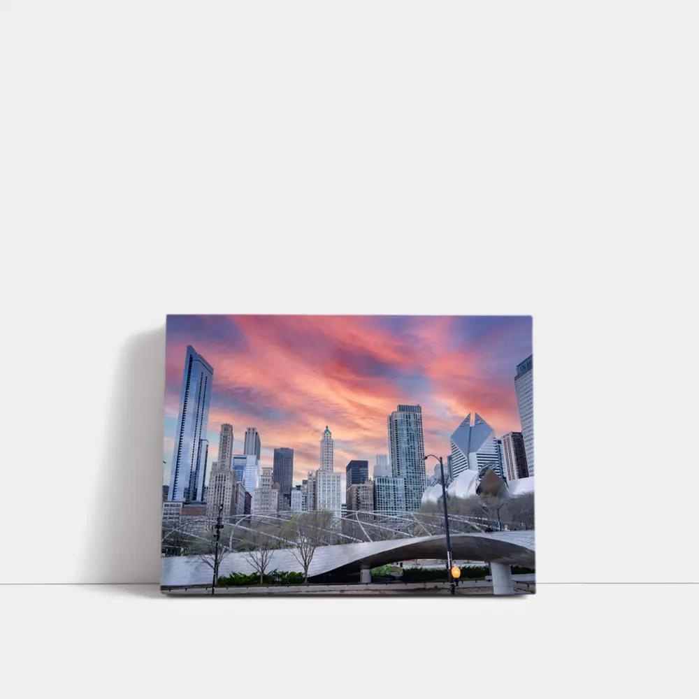 Chicago Skyline Millennium Park Sunset Sky – Wall Art