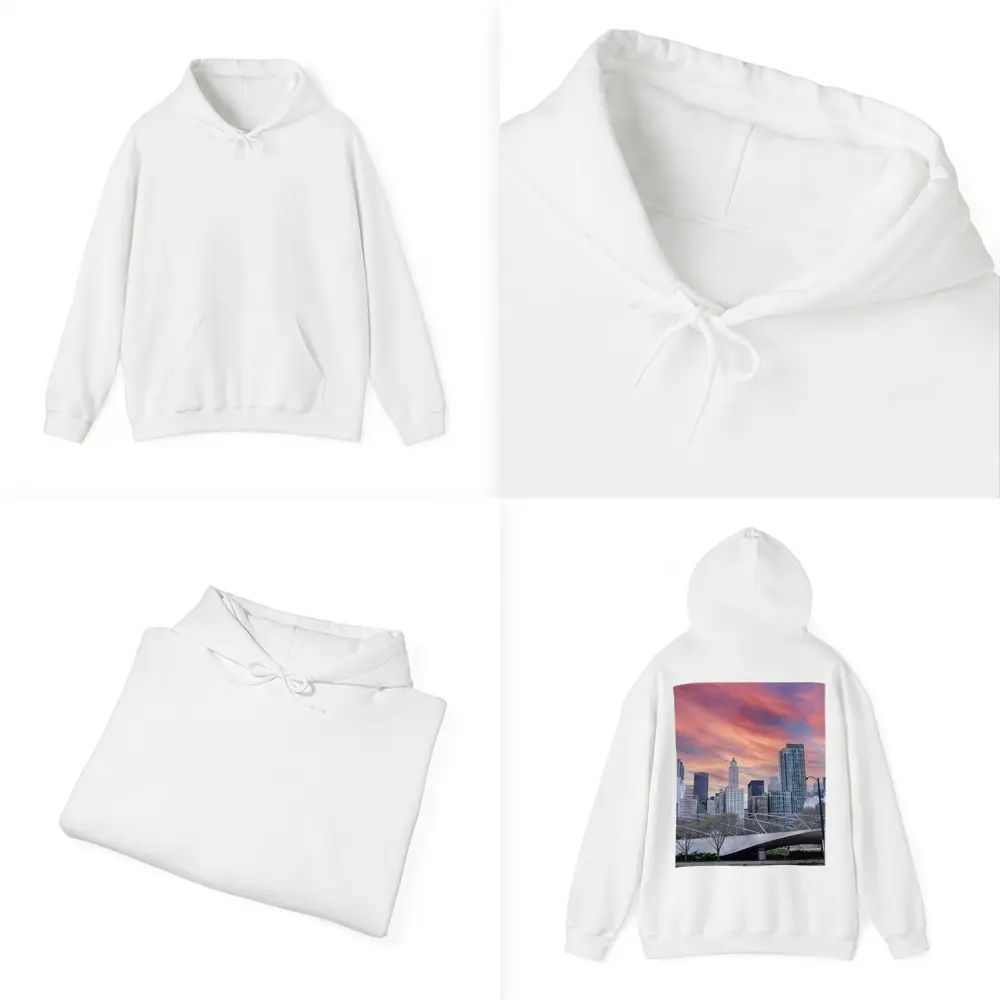 Chicago Skyline Millennium Park Sunset Sky – Hoodies