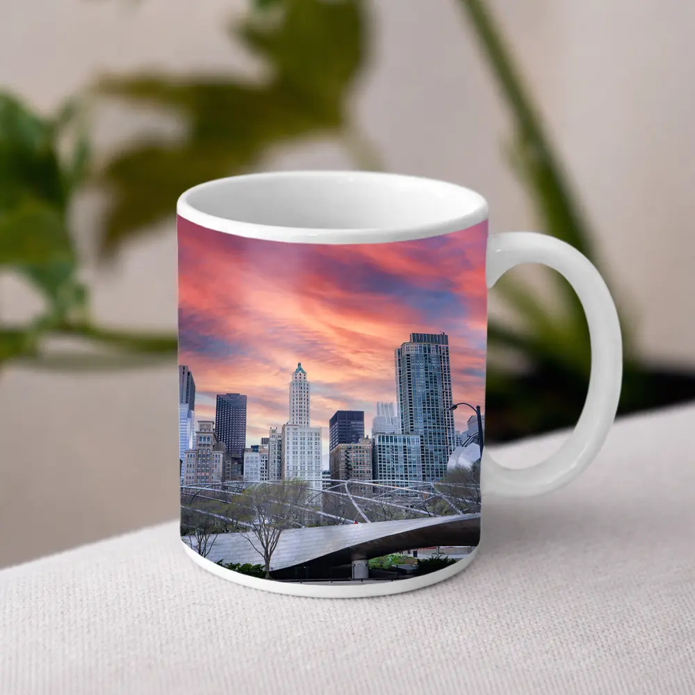 Chicago Skyline Millennium Park Sunset Sky – Mugs