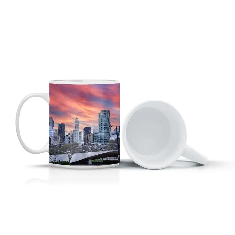 Chicago Skyline Millennium Park Sunset Sky – Mugs
