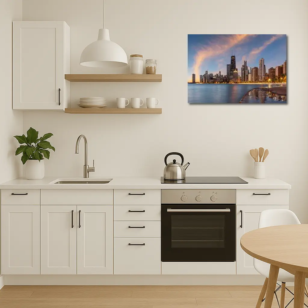 Chicago Skyline at Dusk Lake Shore – Wall Art