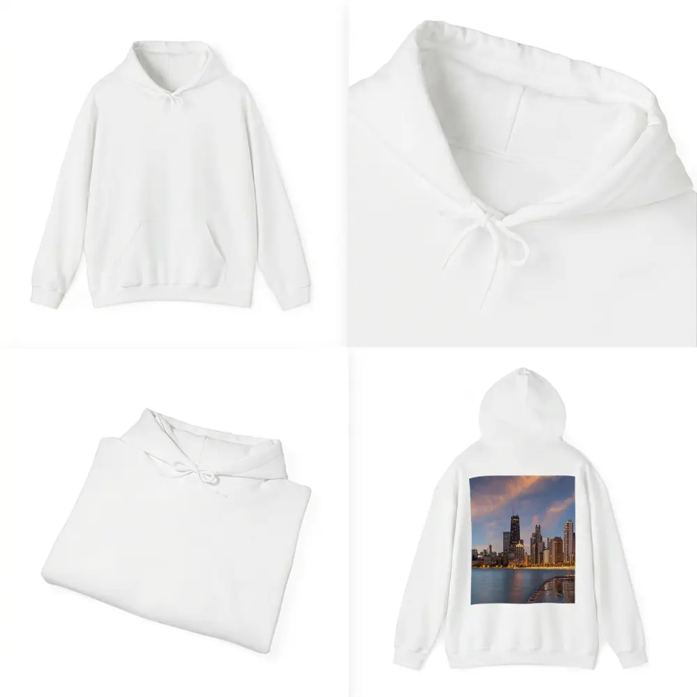 Chicago Skyline at Dusk Lake Shore – Hoodies