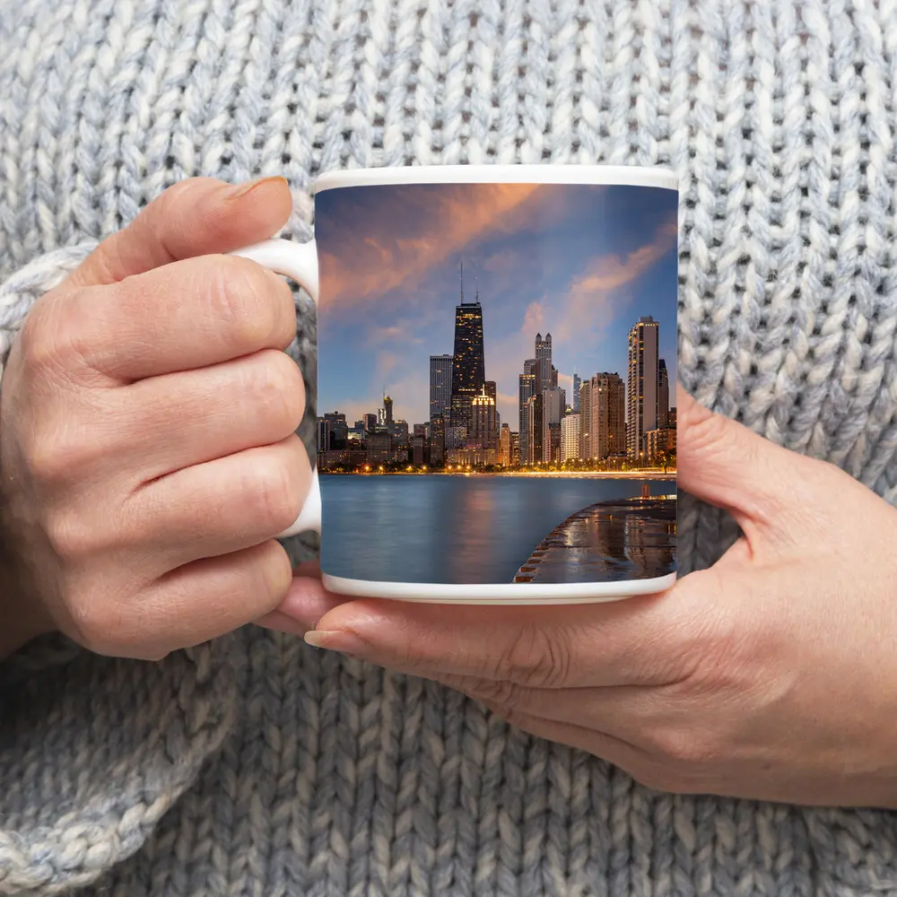 Chicago Skyline at Dusk Lake Shore – Mugs