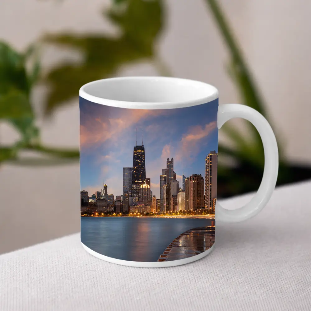 Chicago Skyline at Dusk Lake Shore – Mugs