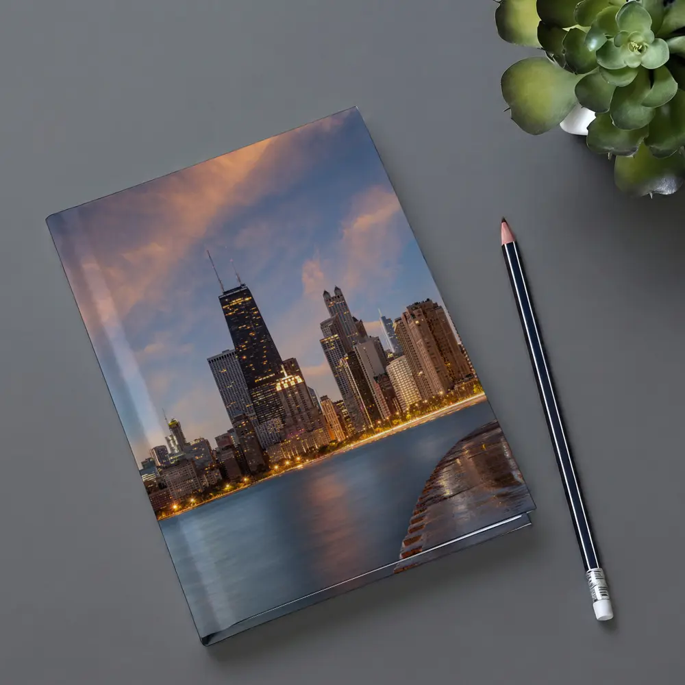 Chicago Skyline at Dusk Lake Shore – Notebooks