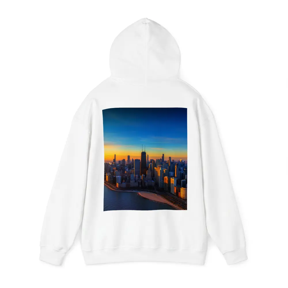 Chicago Skyline Aerial View Golden Sunset – Hoodies