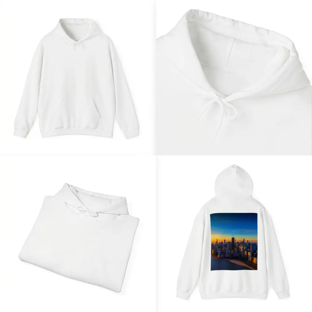 Chicago Skyline Aerial View Golden Sunset – Hoodies