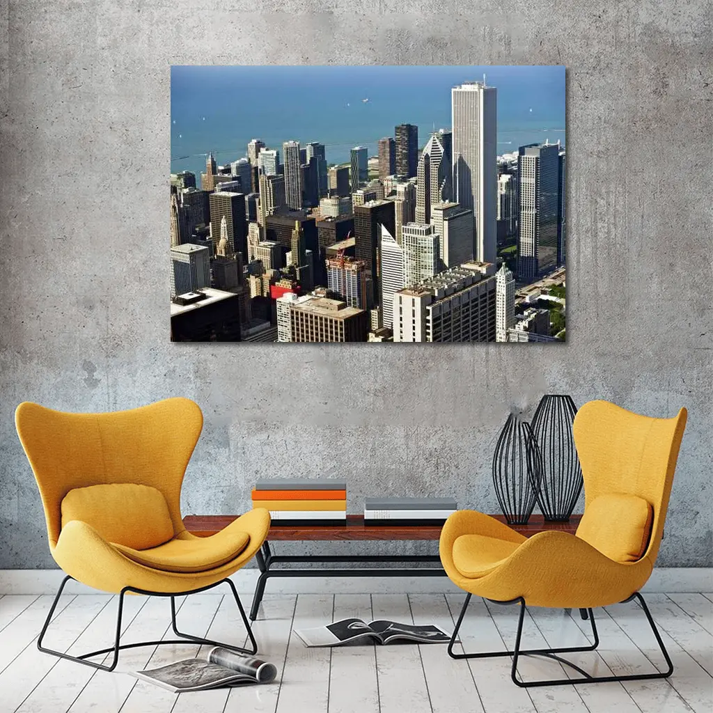 Chicago Skyline Aerial View Lake Michigan – Wall Art