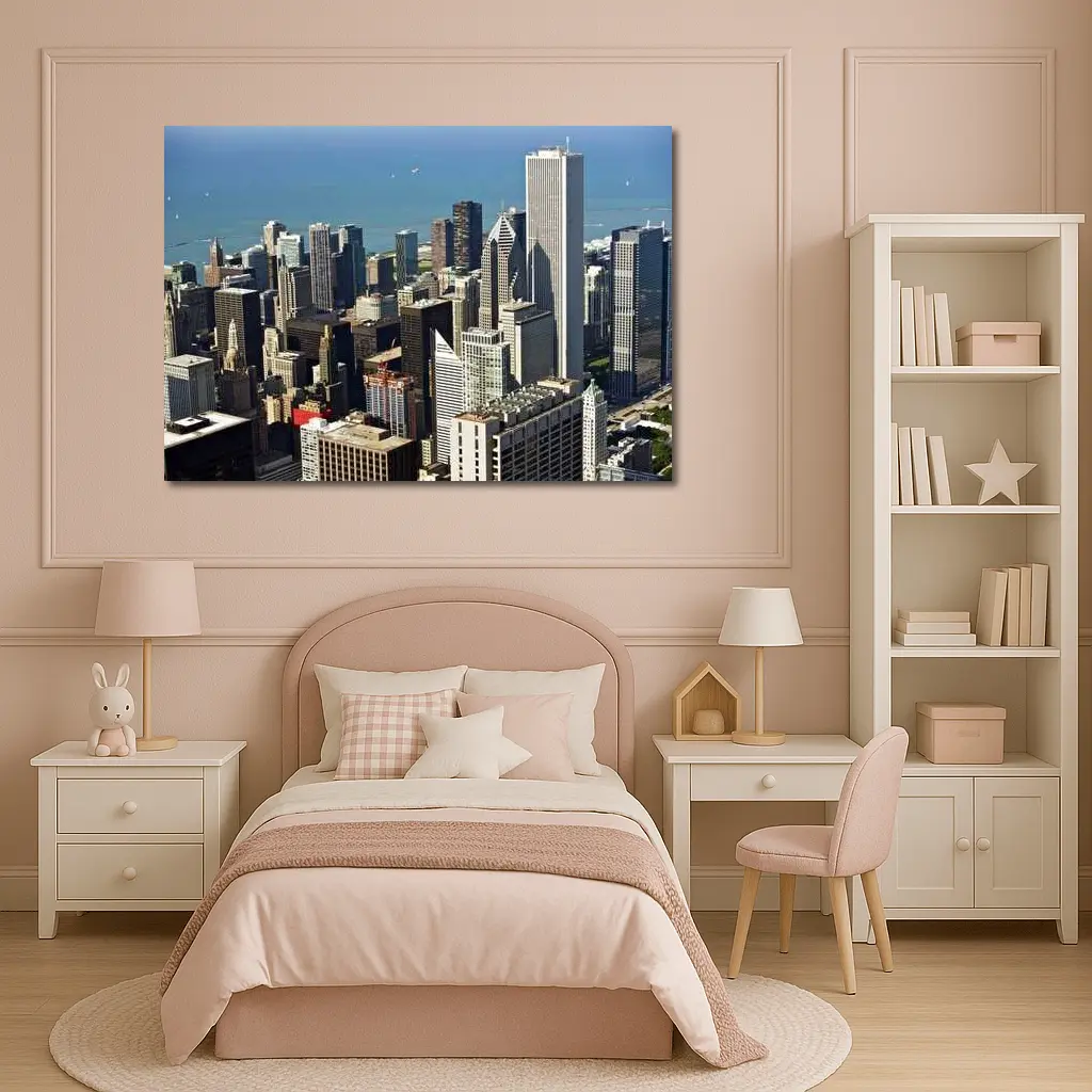 Chicago Skyline Aerial View Lake Michigan – Wall Art